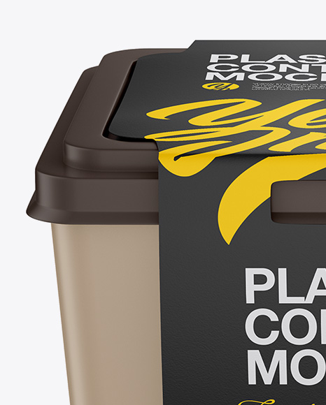 Matte Plastic Container With Paper Label Mockup - Front View