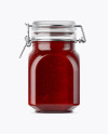 900ml Berry Jam Glass Jar w/ Clamp Lid Mockup 900ml Berry Jam Glass Jar w/ Clamp Lid Mockup