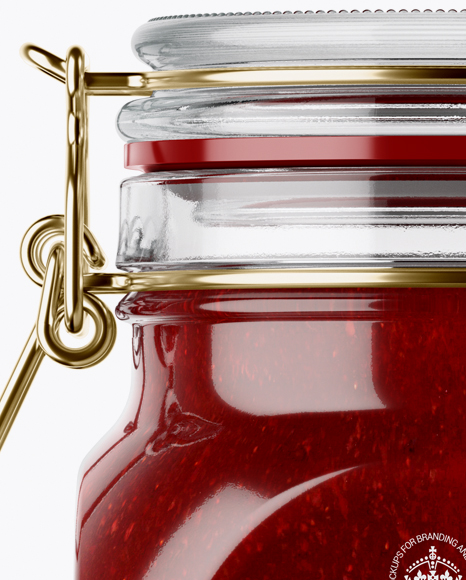 900ml Berry Jam Glass Jar w/ Clamp Lid Mockup 900ml Berry Jam Glass Jar w/ Clamp Lid Mockup