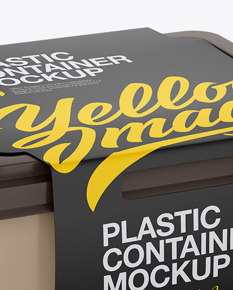 Matte Plastic Container With Paper Label Mockup - Half Side View