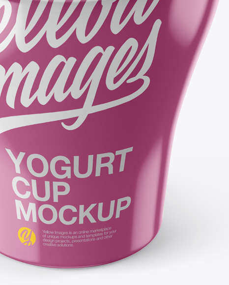 260g Yogurt Cup With Straw Mockup - Half Side View - Free Download