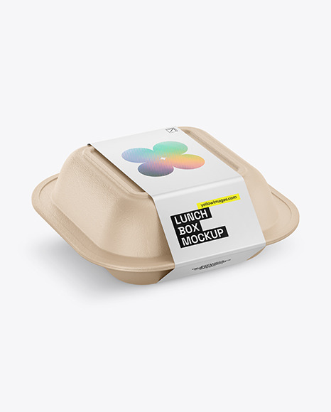 Lunch Box w/ Paper Label Mockup