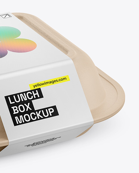 Lunch Box w/ Paper Label Mockup