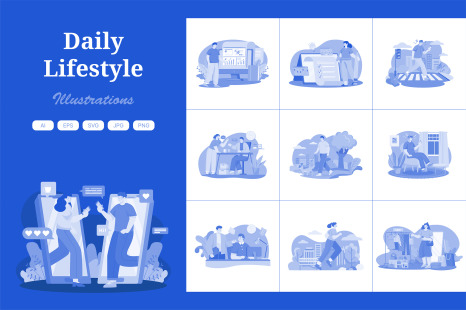 M496_Daily Lifestyle Illustration Pack - Collectibles