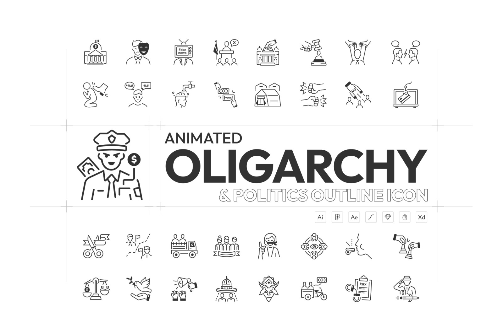 Oligarchy and Politics Icons on Yellow Images Creative Store - 138395