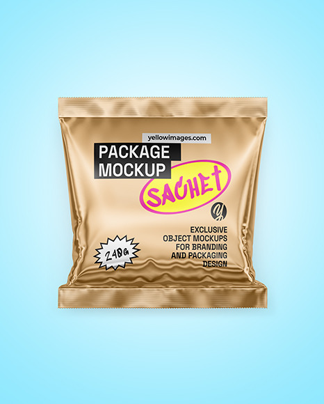 Glossy Metallic Sachet Mockup