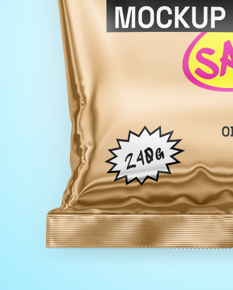 Glossy Metallic Sachet Mockup