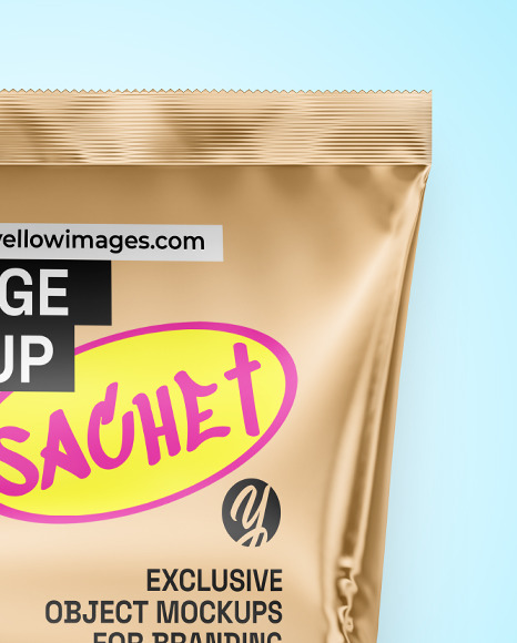 Glossy Metallic Sachet Mockup