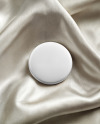 Round Button Pin on a Shiny Silk Fabric Mockup