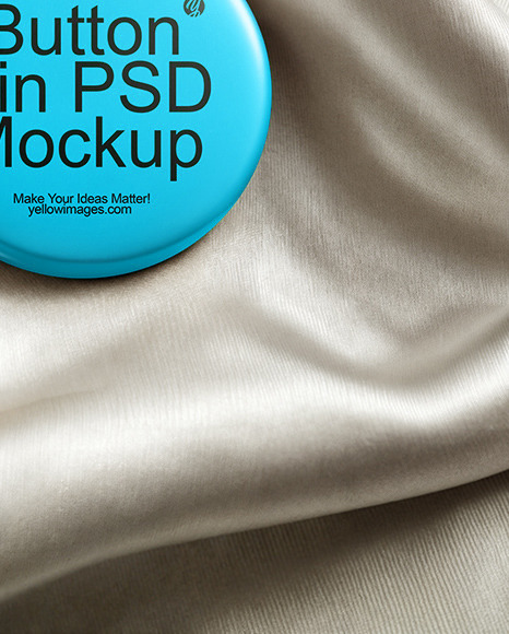 Round Button Pin on a Shiny Silk Fabric Mockup