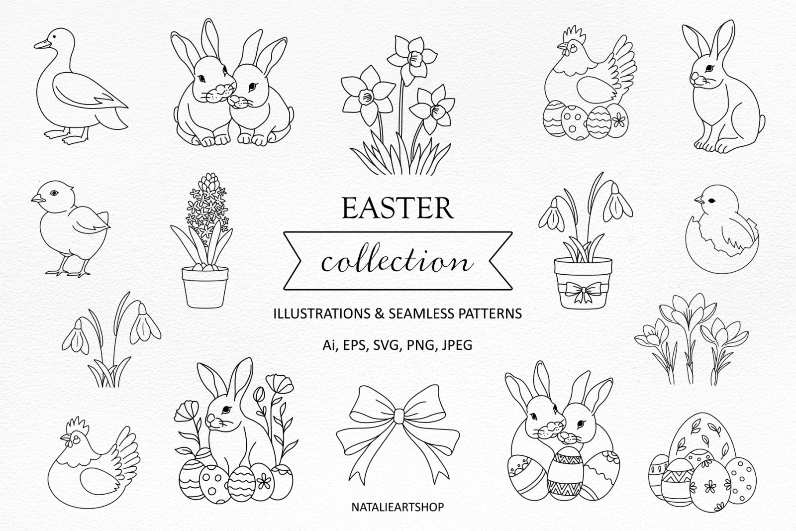 Easter Spring Illustration Set Easter Spring Illustration Set