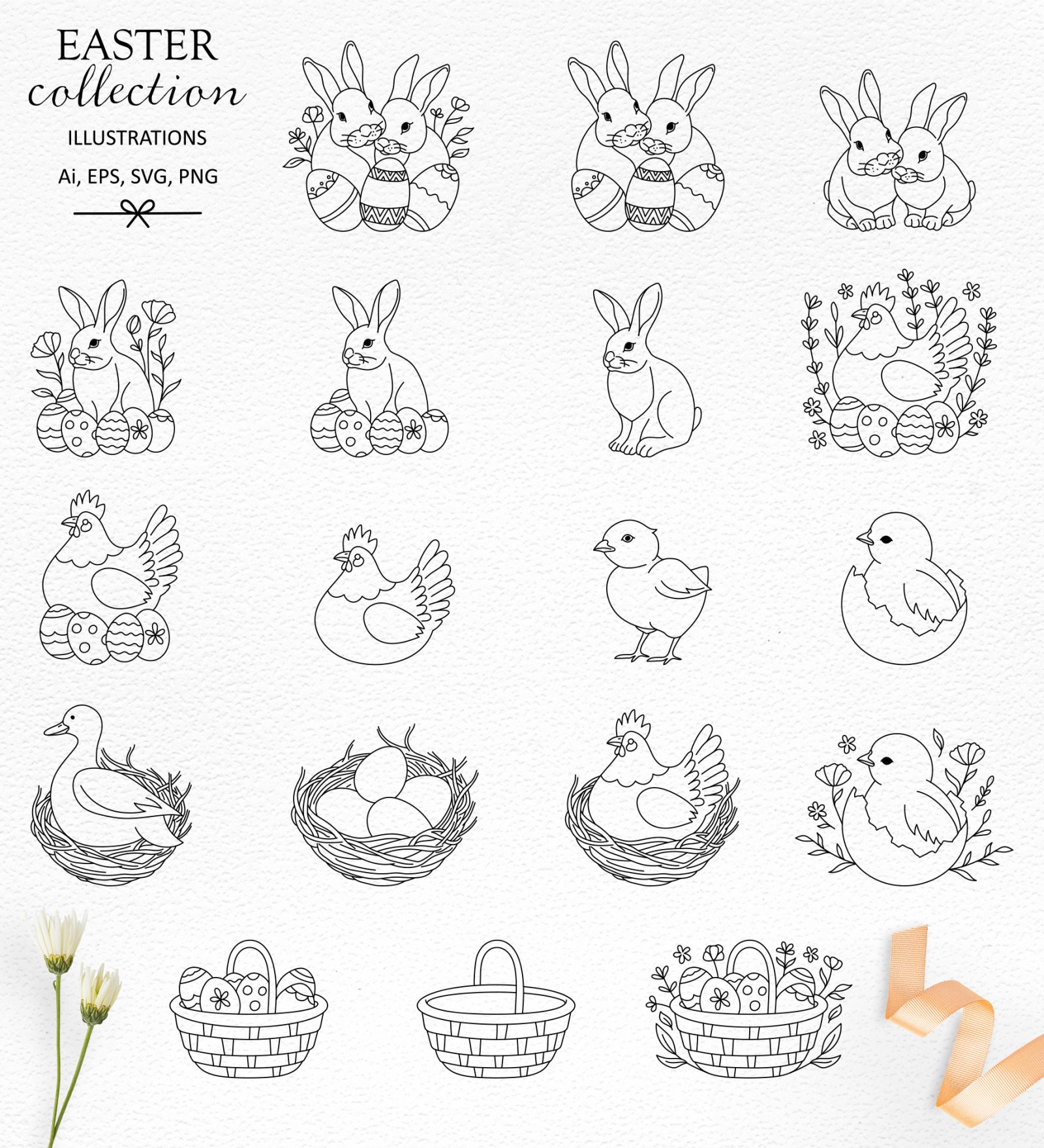 Easter Spring Illustration Set Easter Spring Illustration Set