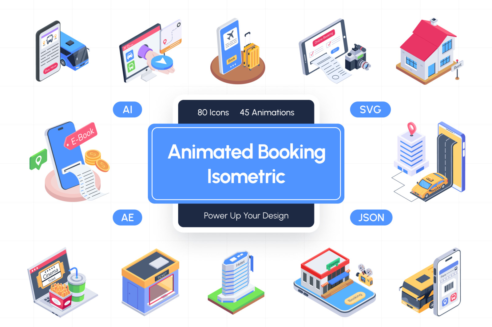 Booking Isometric Icons Booking Isometric Icons
