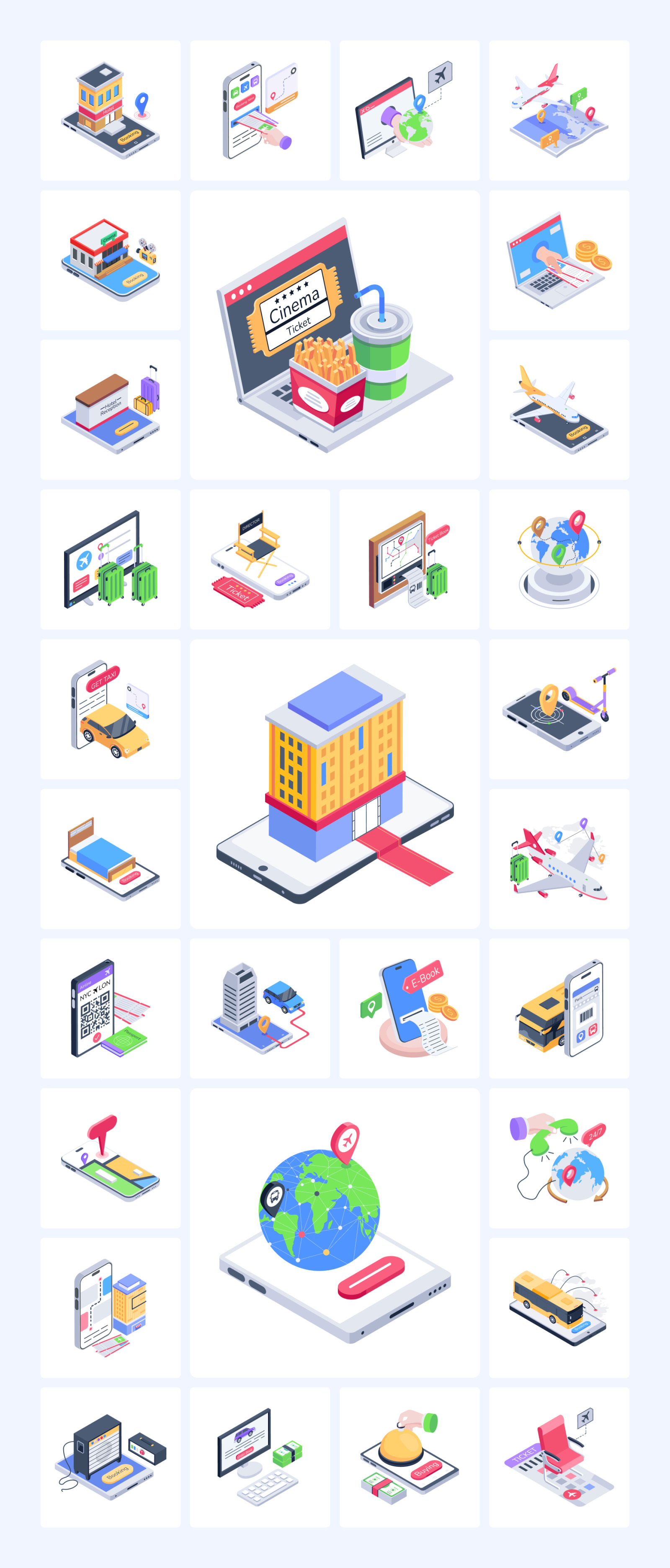 Booking Isometric Icons Booking Isometric Icons