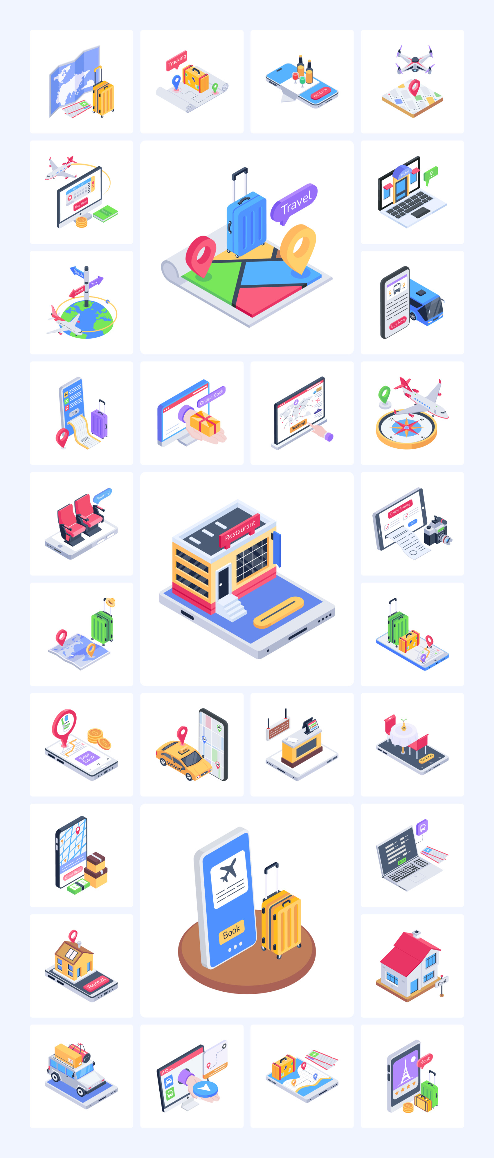 Booking Isometric Icons Booking Isometric Icons