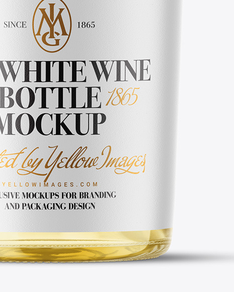 Clear Glass White Wine Bottle Mockup