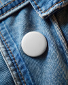 Round Button Pin on a Denim Jacket Mockup