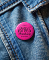 Round Button Pin on a Denim Jacket Mockup