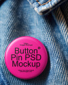 Round Button Pin on a Denim Jacket Mockup