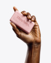 Black Woman's Hand Holding a Soap Bar Mockup