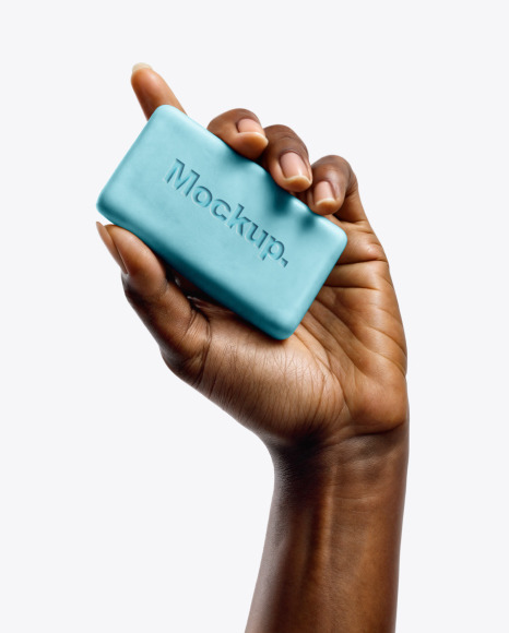 Black Woman's Hand Holding a Soap Bar Mockup