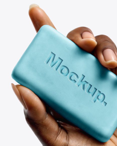 Black Woman's Hand Holding a Soap Bar Mockup