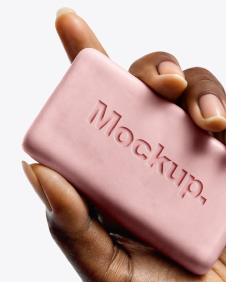 Black Woman's Hand Holding a Soap Bar Mockup