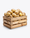 Wooden Crate Filled with Fresh New Potatoes Mockup