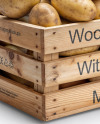 Wooden Crate Filled with Fresh New Potatoes Mockup