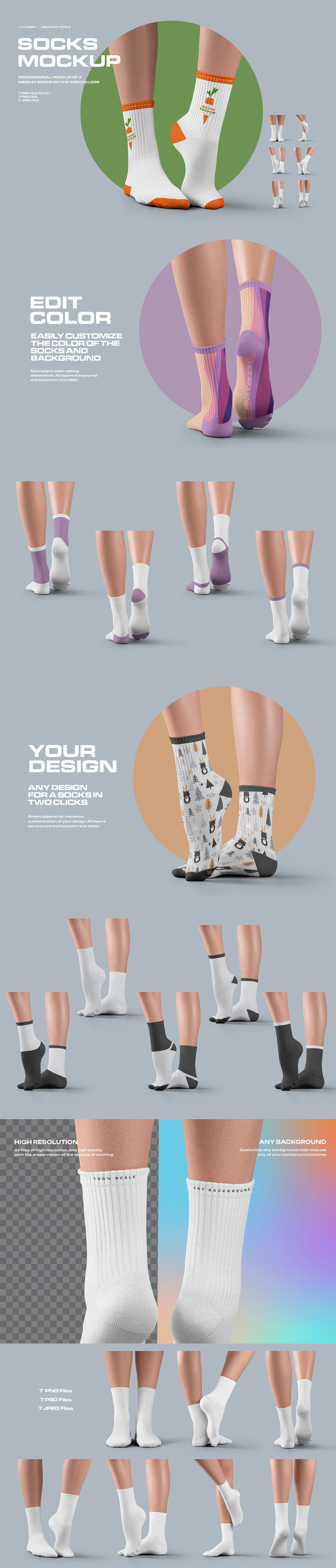 7 Mockups Medium Socks on the Woman Legs 7 Mockups Medium Socks on the Woman Legs