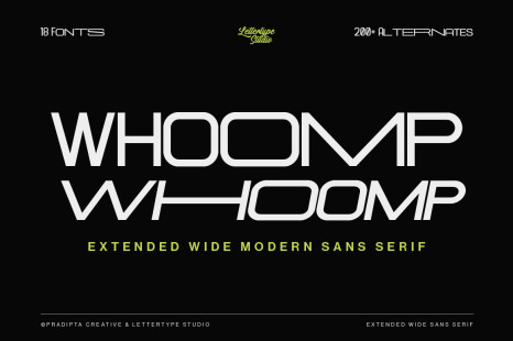 Whoomp Extended Wide Modern Sans Serif - Bold and modern