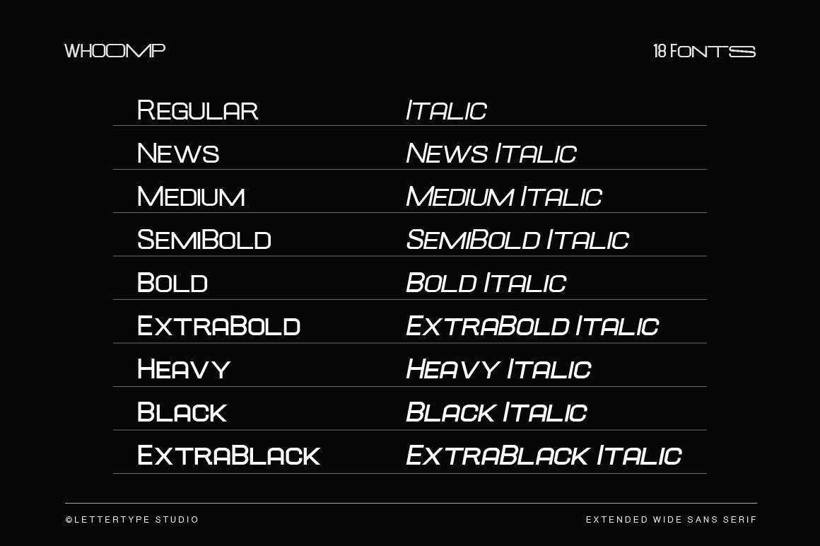 Whoomp Extended Wide Modern Sans Serif Whoomp Extended Wide Modern Sans Serif