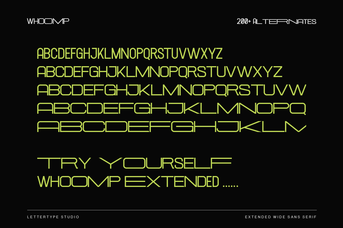 Whoomp Extended Wide Modern Sans Serif Whoomp Extended Wide Modern Sans Serif
