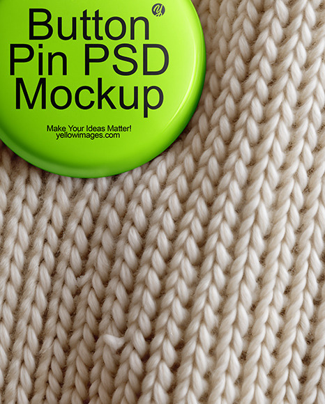 Round Pin-Back Button on a Wool Sweater Mockup