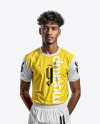 A Soccer Player Wearing a Crew Neck Jersey and Shorts Mockup