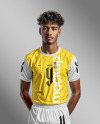 A Soccer Player Wearing a Crew Neck Jersey and Shorts Mockup