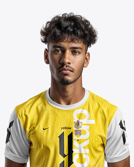 A Soccer Player Wearing a Crew Neck Jersey and Shorts Mockup
