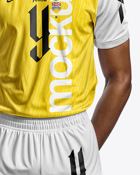 A Soccer Player Wearing a Crew Neck Jersey and Shorts Mockup