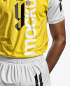 A Soccer Player Wearing a Crew Neck Jersey and Shorts Mockup