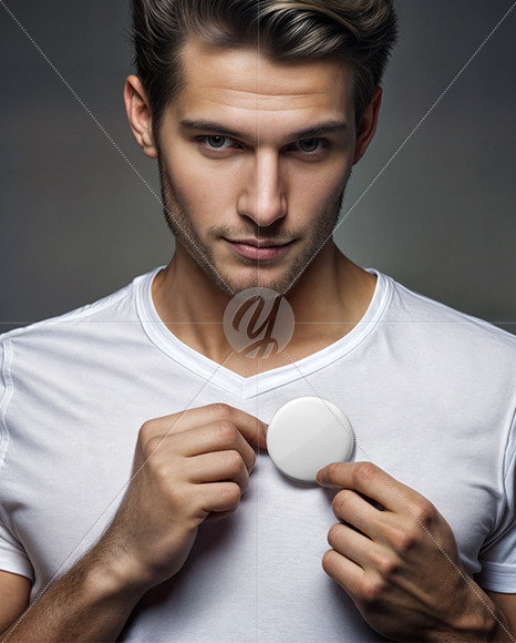 A Man with a Button Pin on His Chest Mockup