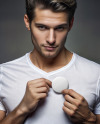 A Man with a Button Pin on His Chest Mockup