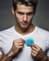 A Man with a Button Pin on His Chest Mockup