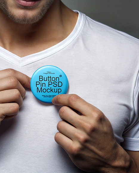 A Man with a Button Pin on His Chest Mockup