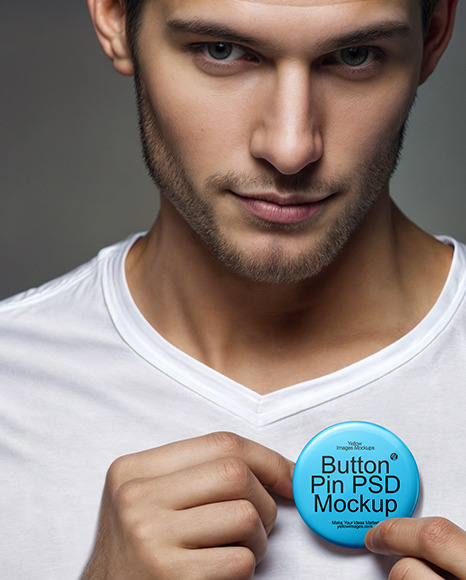 A Man with a Button Pin on His Chest Mockup