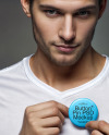 A Man with a Button Pin on His Chest Mockup