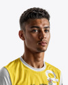 A Soccer Player Wearing a Crew Neck Jersey and Shorts Mockup