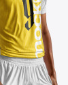 A Soccer Player Wearing a Crew Neck Jersey and Shorts Mockup