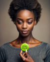 African Woman Holding a Button Pin Mockup