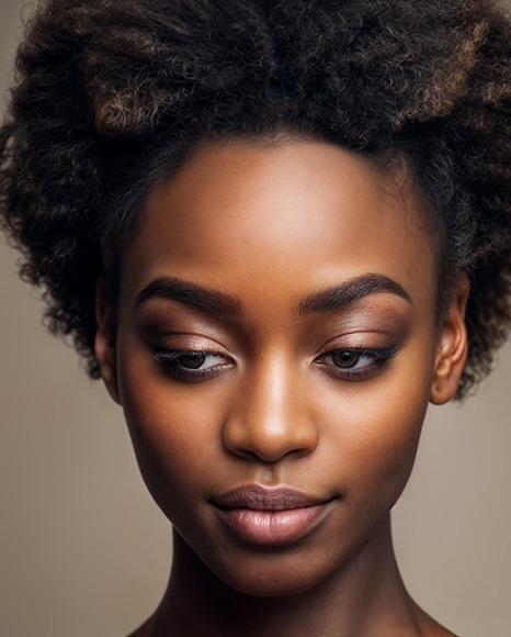 African Woman Holding a Button Pin Mockup