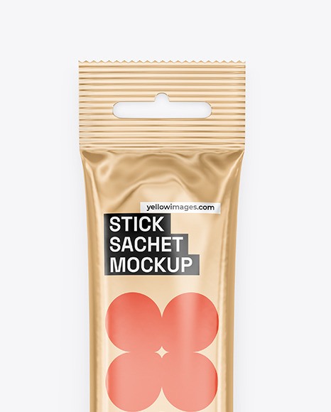 Glossy Metallic Stick Sachet Mockup